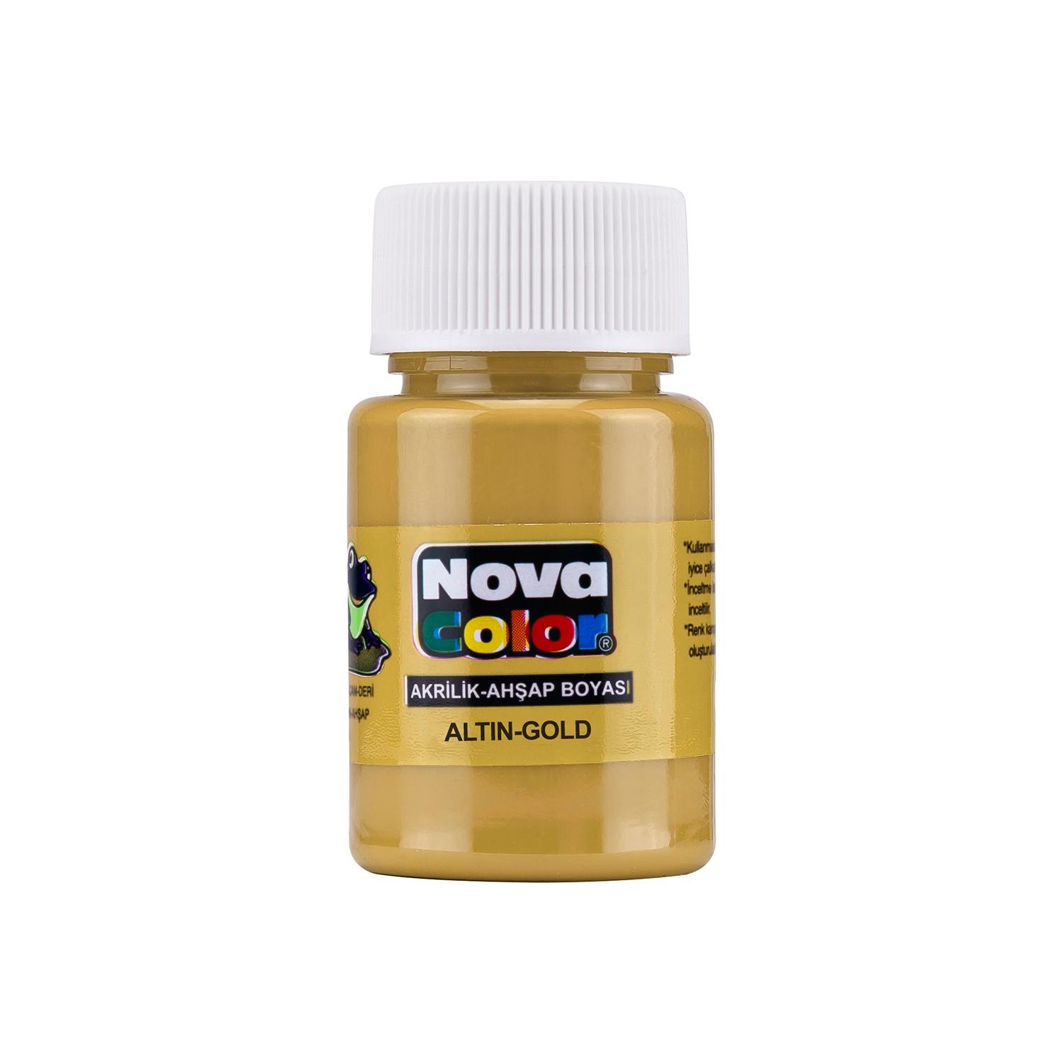 Nova Color Akrilik Boya Altın Şişe 30 CC Altın Renk Akrilik Ahşap Boyası