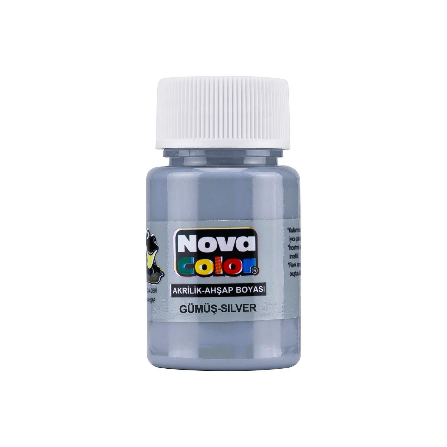Nova Color Akrilik Boya Gümüş Şişe 30 CC Gümüş Akrilik Ahşap Boyası