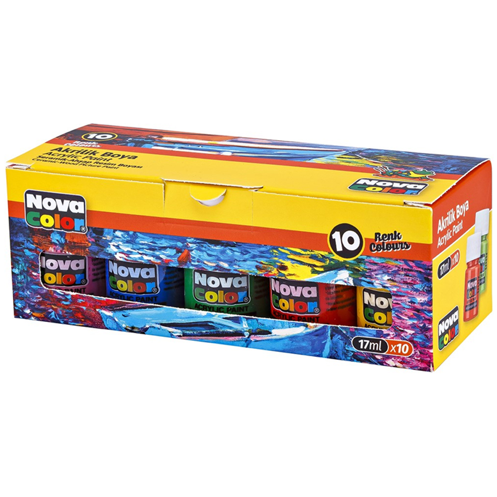Nova Color Akrilik Boya Sise 10 Renk 10 x 17 ML Akrilik Boya