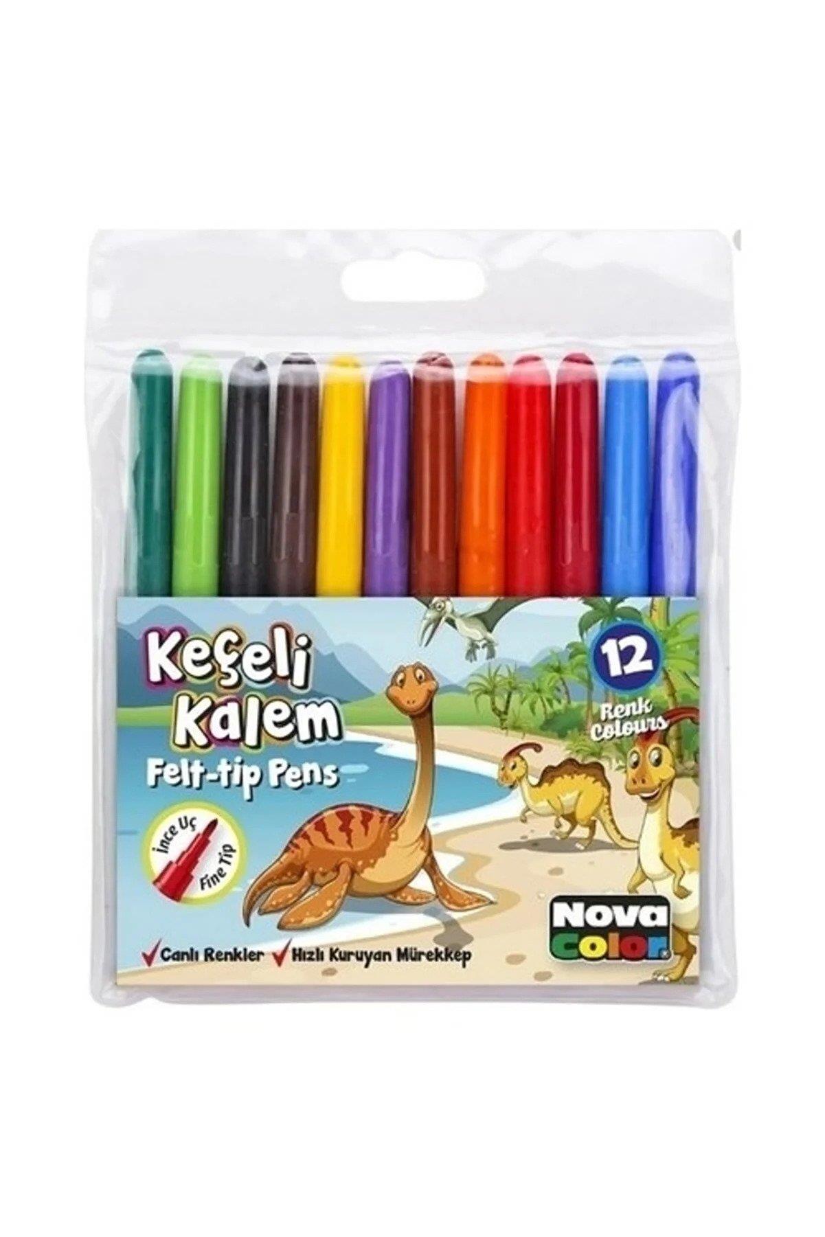 Nova Color Keçeli Kalem 12 Li Set Maxi 12 Renk Keçeli Boya Kalemi