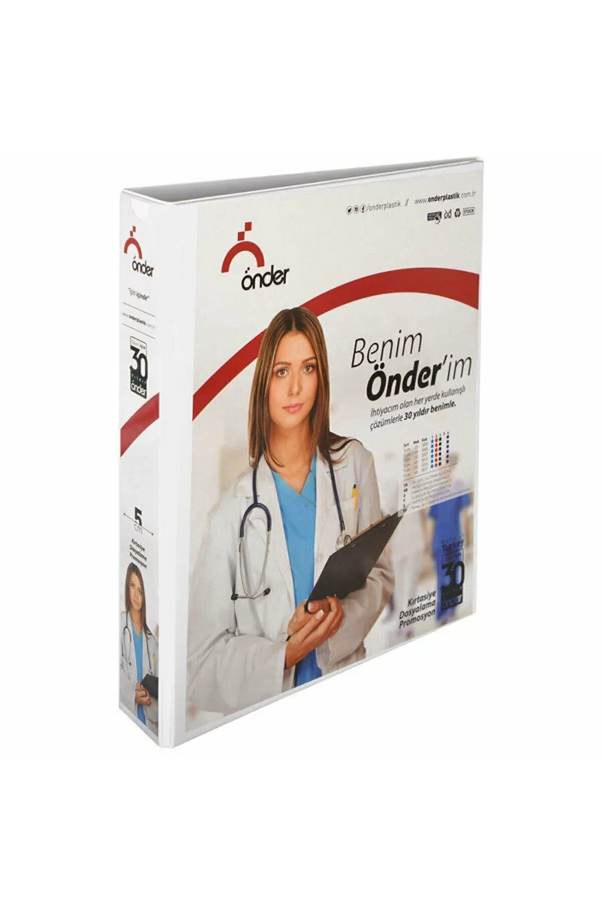 Önder Sunum Klasörü 2 Halkalı 90 MM A4 Beyaz 2009-5