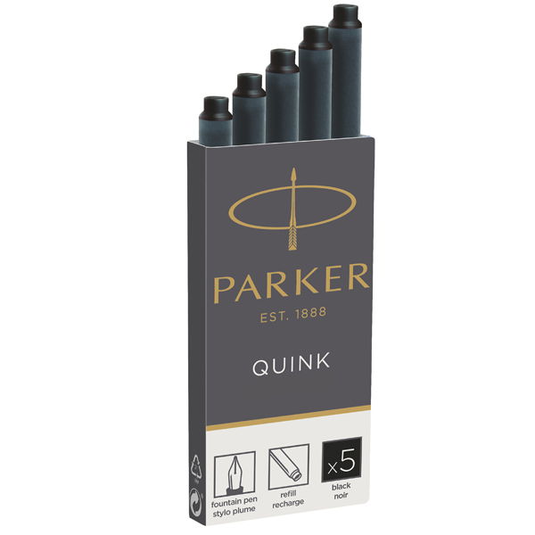 Parker Dolma Kalem Kartuşu Quink Siyah 5 Li