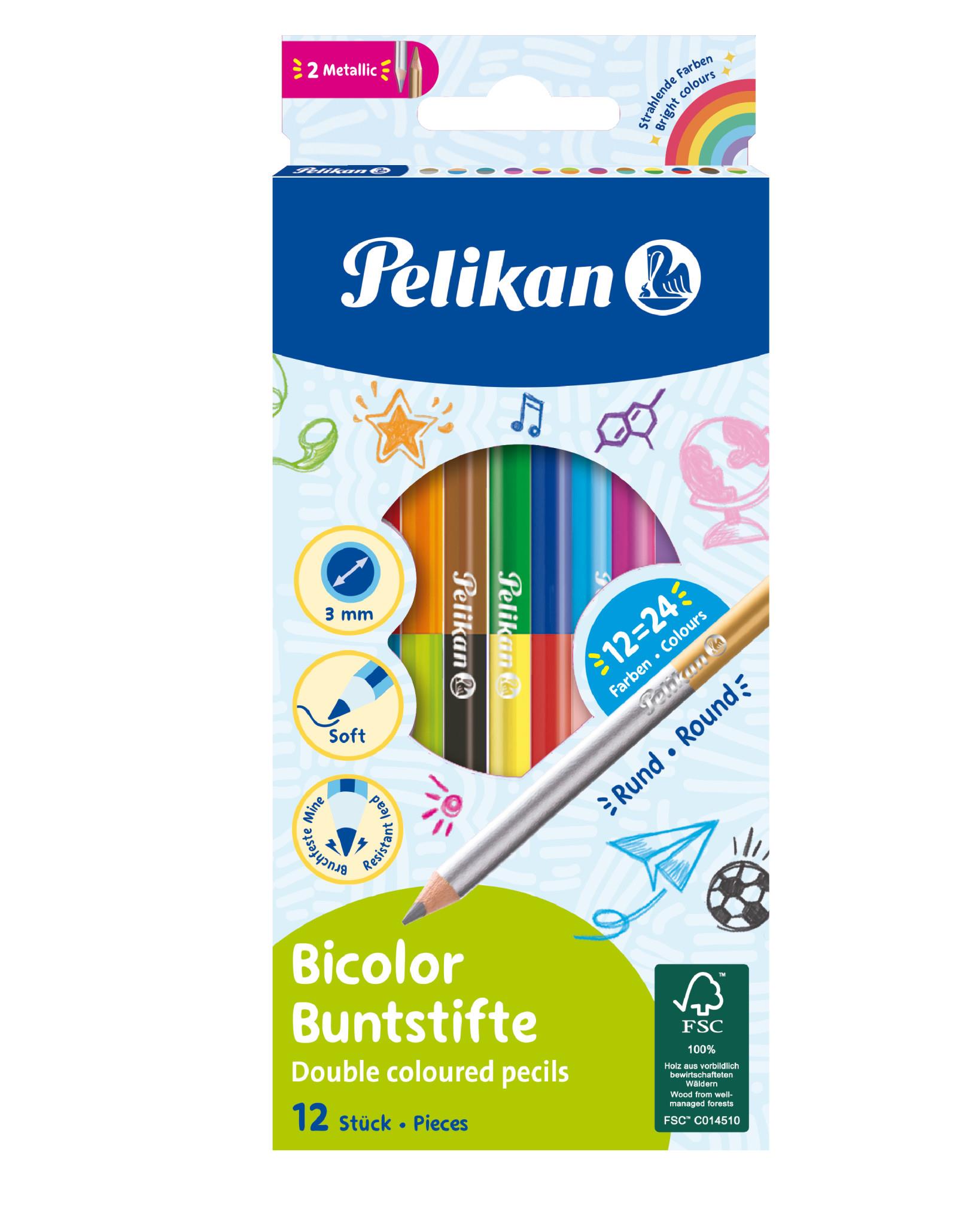 Pelikan Kuru Boya Çift Uçlu 12 Li Çift Taraflı Kuru Boya Kalemi 24 Renk