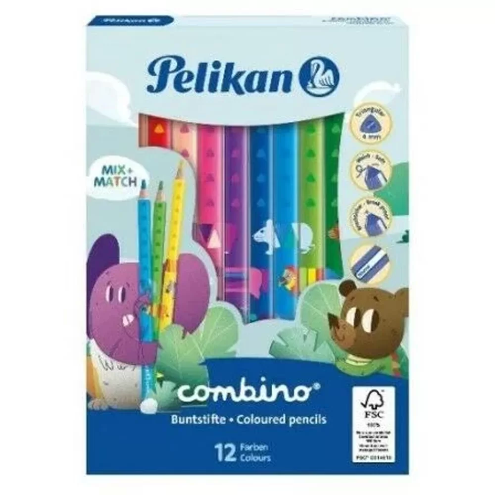 Pelikan Kuru Boya Kalemi Combino Jumbo Üçgen 12 Renk