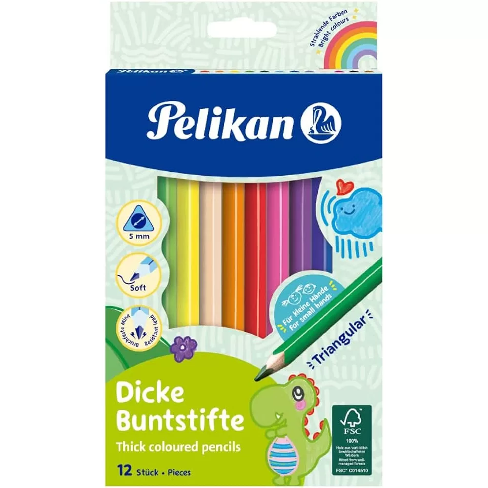Pelikan Kuru Boya Kalemi Jumbo Üçgen 12 Renk