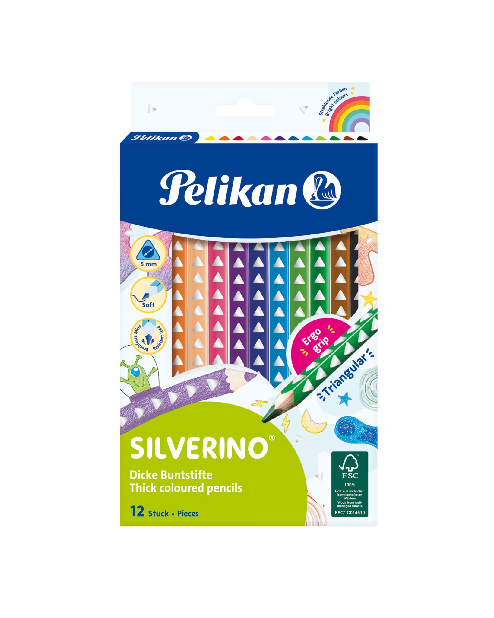 Pelikan Kuru Boya Kalemi Silverino Jumbo Üçgen 12 Renk Kuru Boya Kalemi