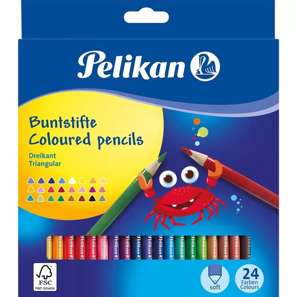 Pelikan Kuru Boya Kalemi Üçgen 24 Renk
