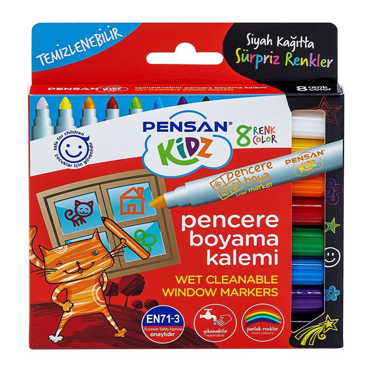 Pensan Markör Kidz Temizlenebilir 8 Renk Pencere