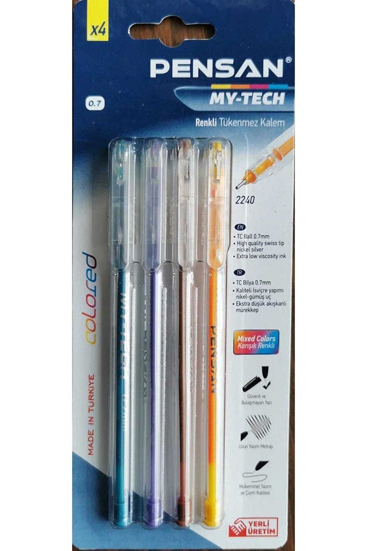 Pensan Tükenmez Kalem 0.7 MM My-Tech Tükenmez Kalem Seti 4 Renk