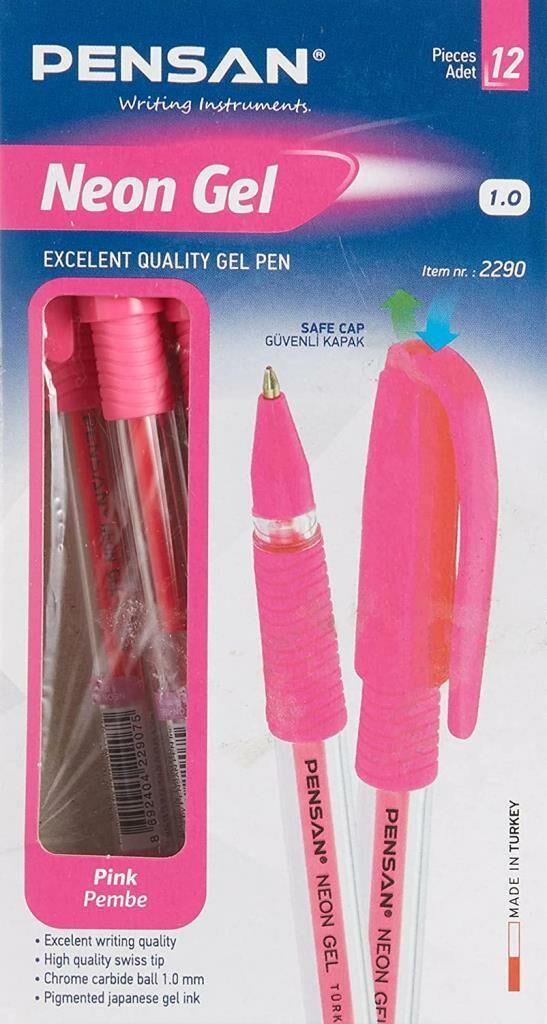 Pensan Tükenmez Kalem Jel 1.0 MM Neon Pembe (12 Li Paket)