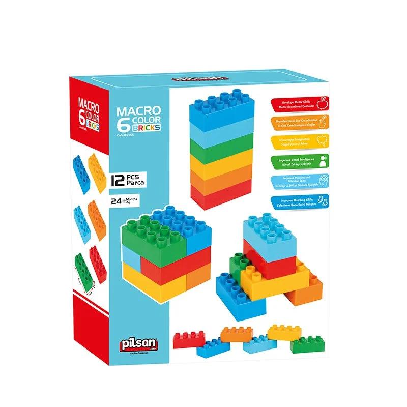 Pilsan Oyuncak Makro 6 Renkli Tuğla Bloklar 12 Parça
