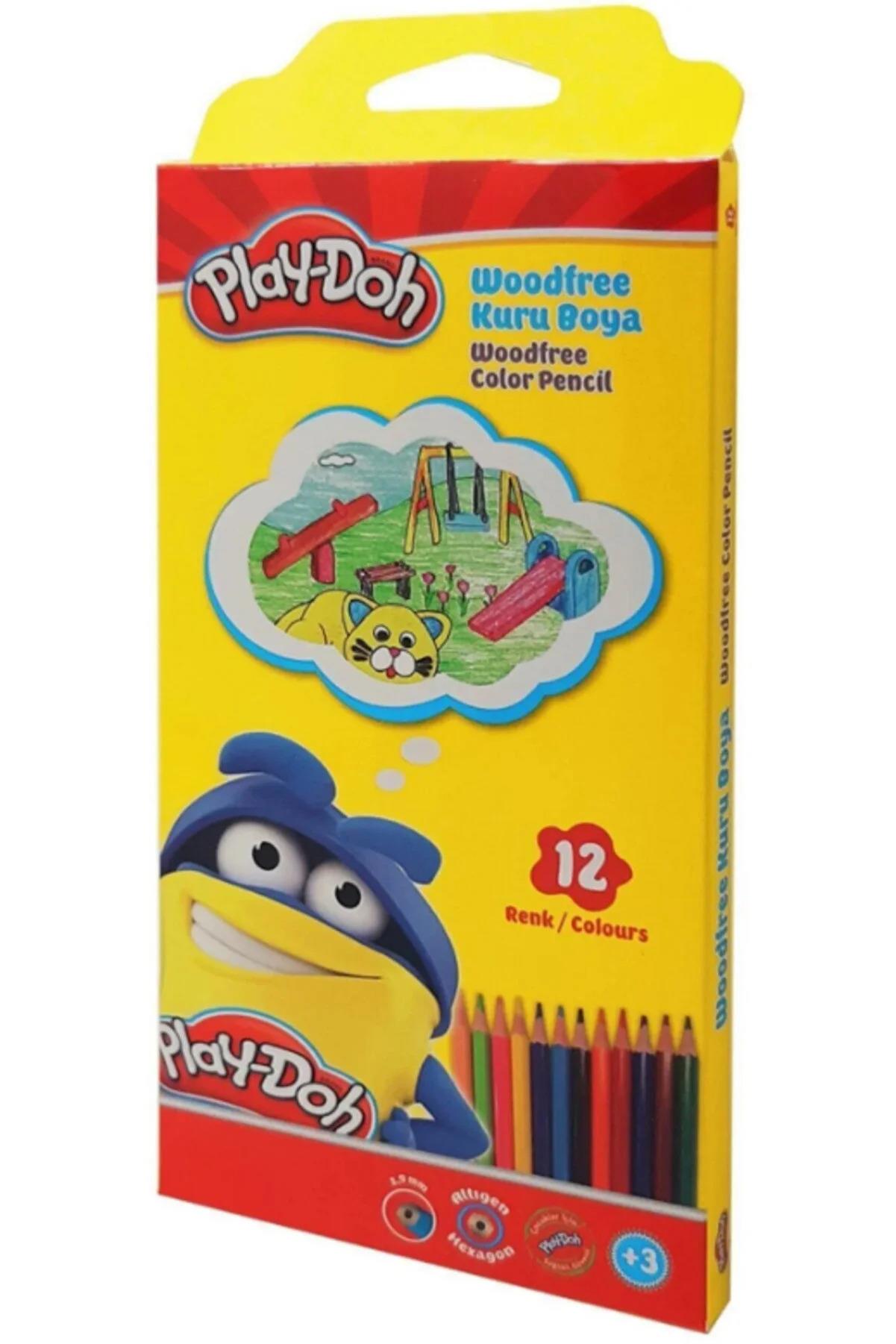 Play-Doh Kuru Boya Woodfree Altıgen 12 Renk Kuru Boya Kalemi