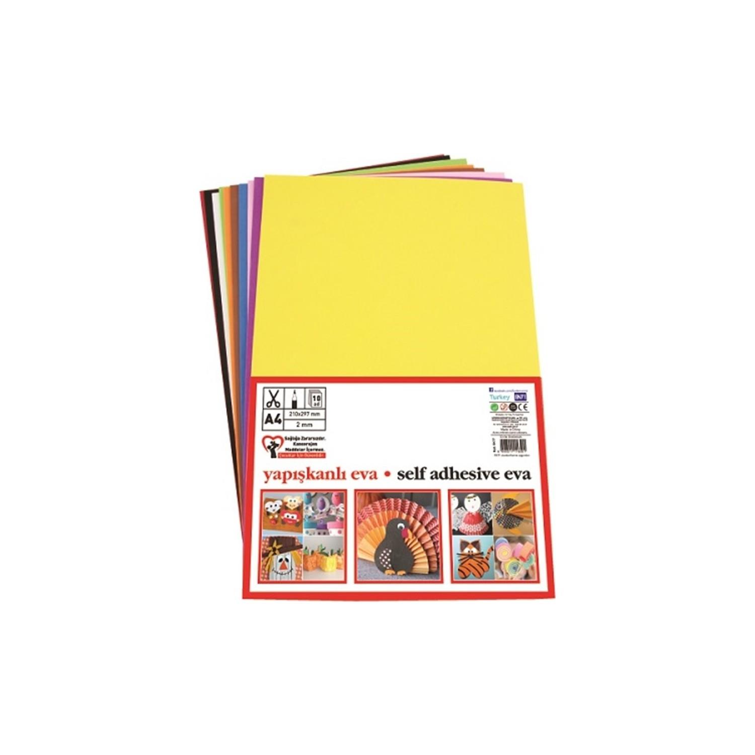 Puti Eva Yapışkanlı Eva 20x30 Cm 2 mm Karışık Renk 10 Lu