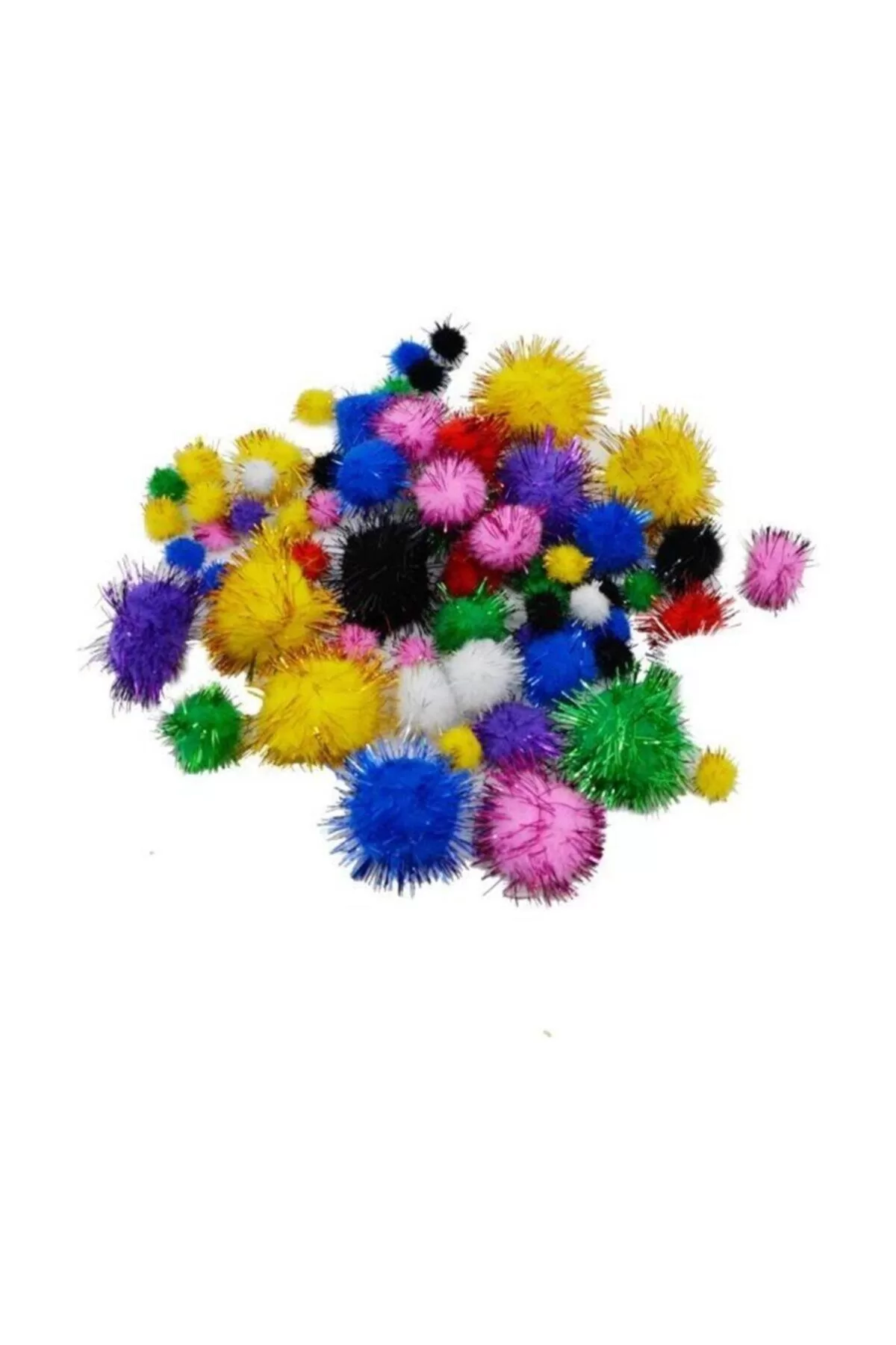 Puti Pom Pom Karışık Metalik 10mm-20mm-30mm Pom Pom