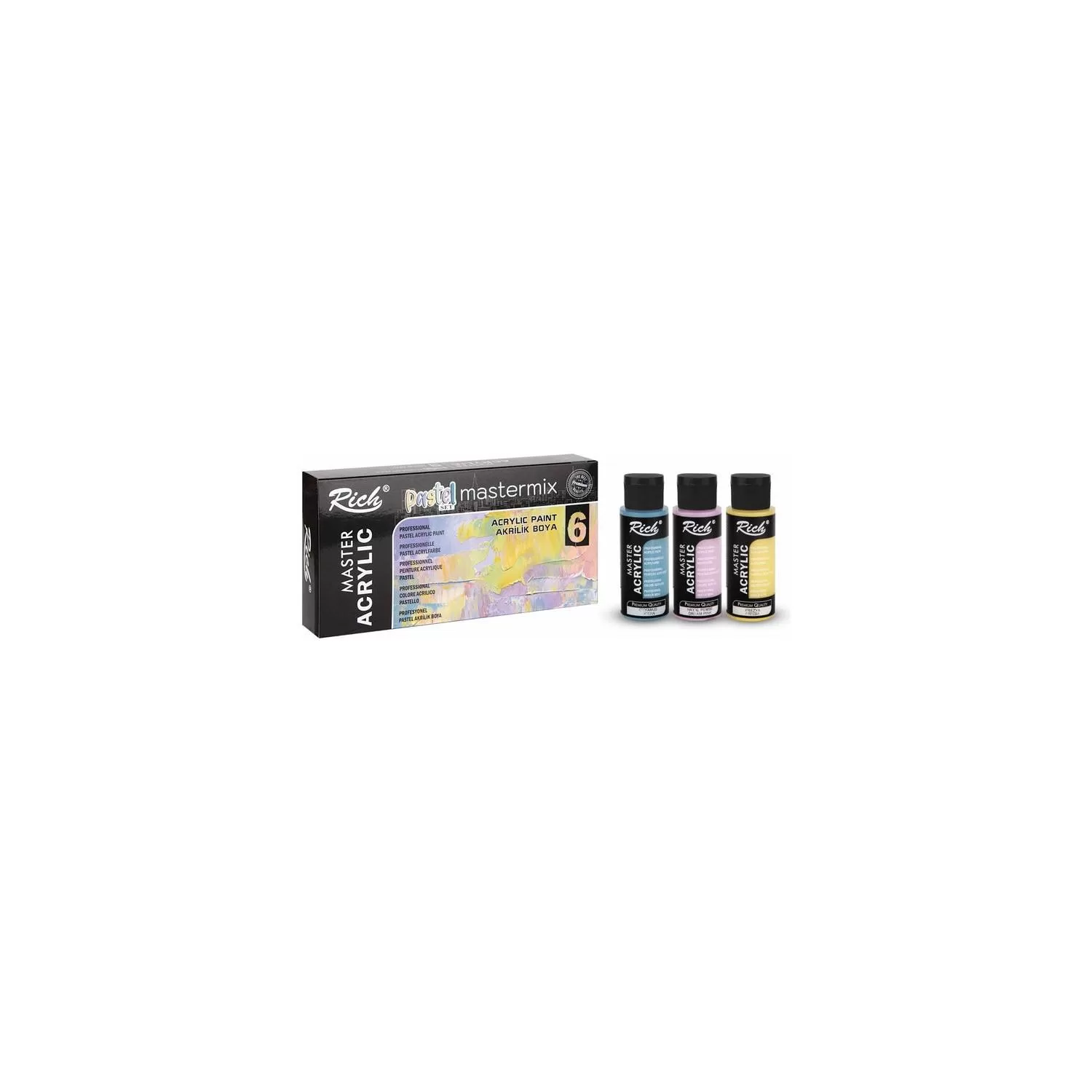 Rich Mastermix Akrilik Boya Pastel Renkler 6 x 60CC 6 Pastel Renk