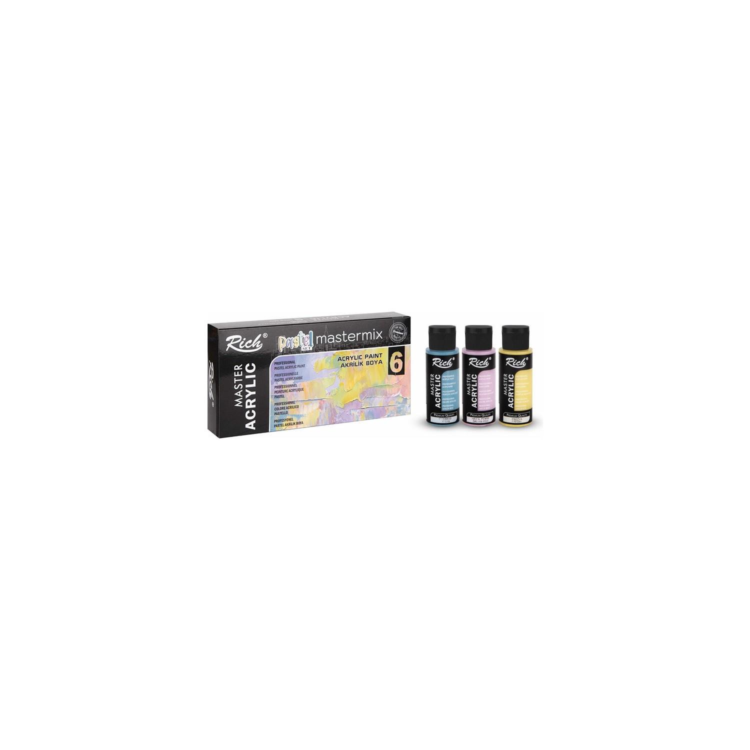 Rich Mastermix Akrilik Boya Pastel Renkler 6 x 60CC 6 Pastel Renk