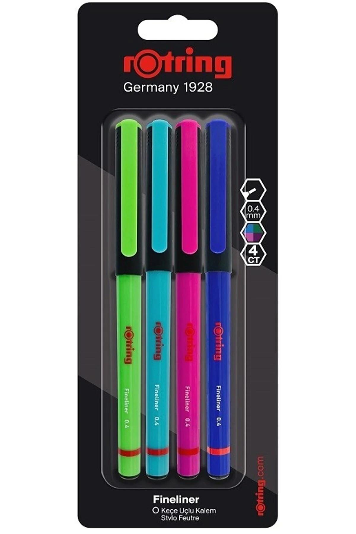 Rotring Liner Fineliner Canlı Renk Keçe Uçlu Kalem 4 Renk