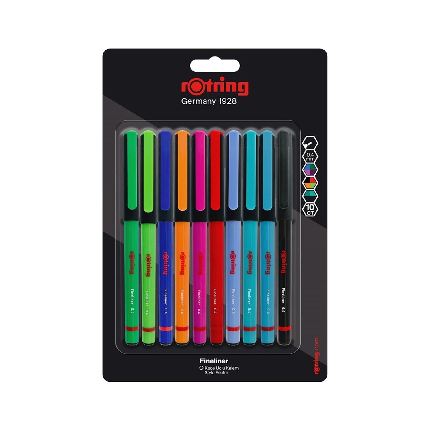 Rotring Liner Fineliner Karışık Renk Keçe Uçlu Kalem 10 Renk