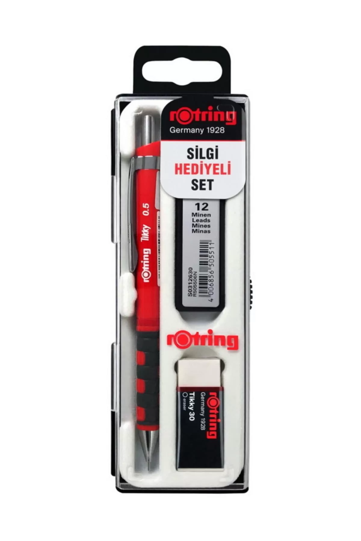 Rotring Okul Seti Versatil+Min Silgi Hediyeli 0.7 MM Kırmızı RO-KK07-07K