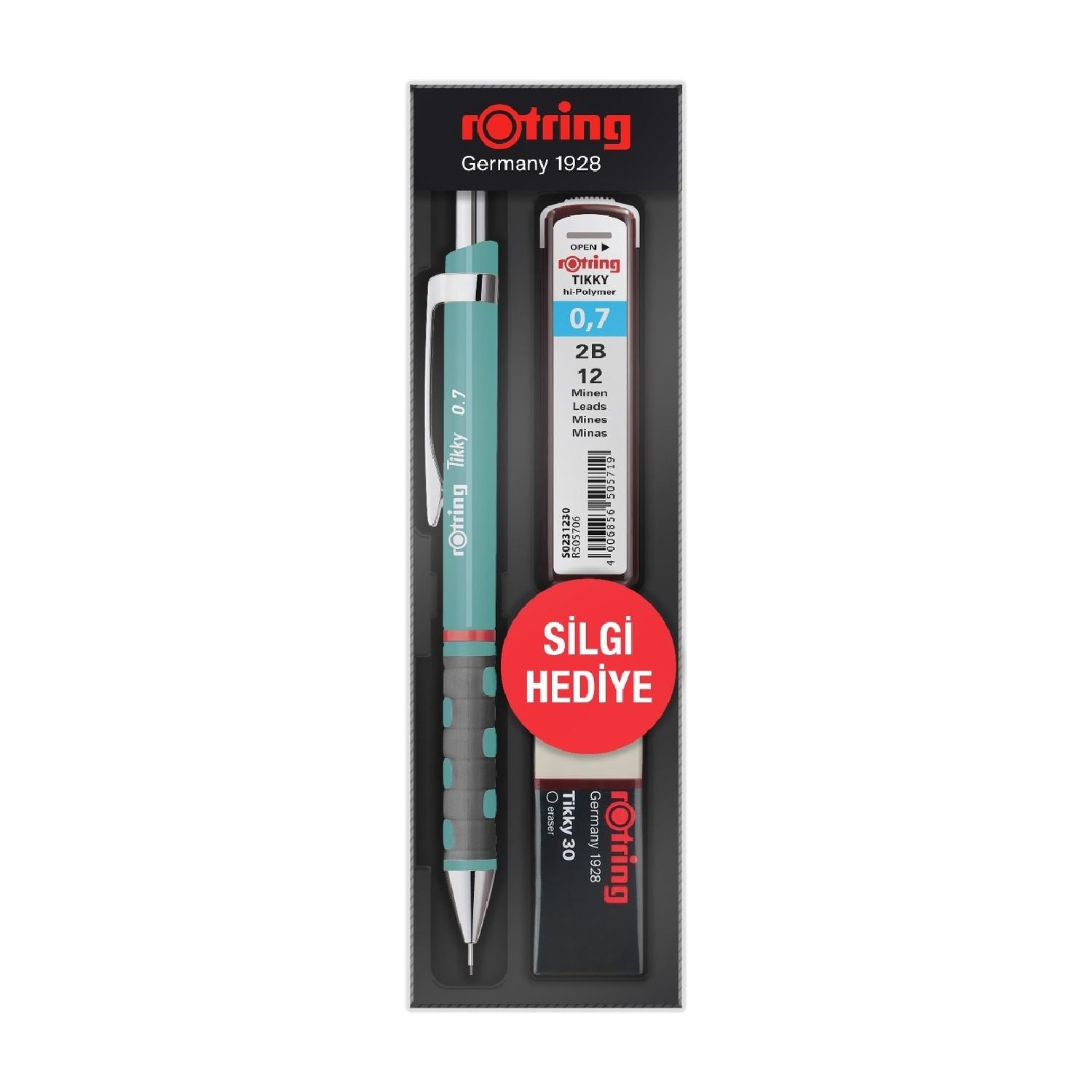 Rotring Tikky Okul Seti Uç +  Silgi Hediyeli Versatil Seti 0.7 MM Uçlu Kalem Deniz Mavi