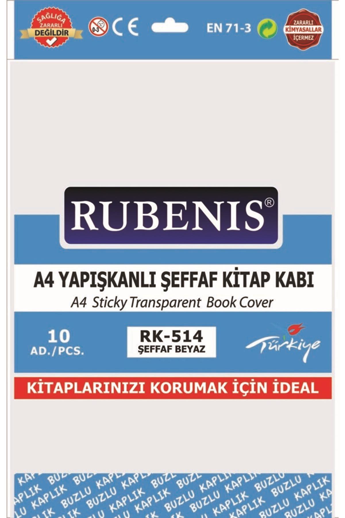 Rubenis Hazır Kaplık Kitap Kabı Yapışkanlı A4 Şeffaf 10 Lu Kitap Kabı