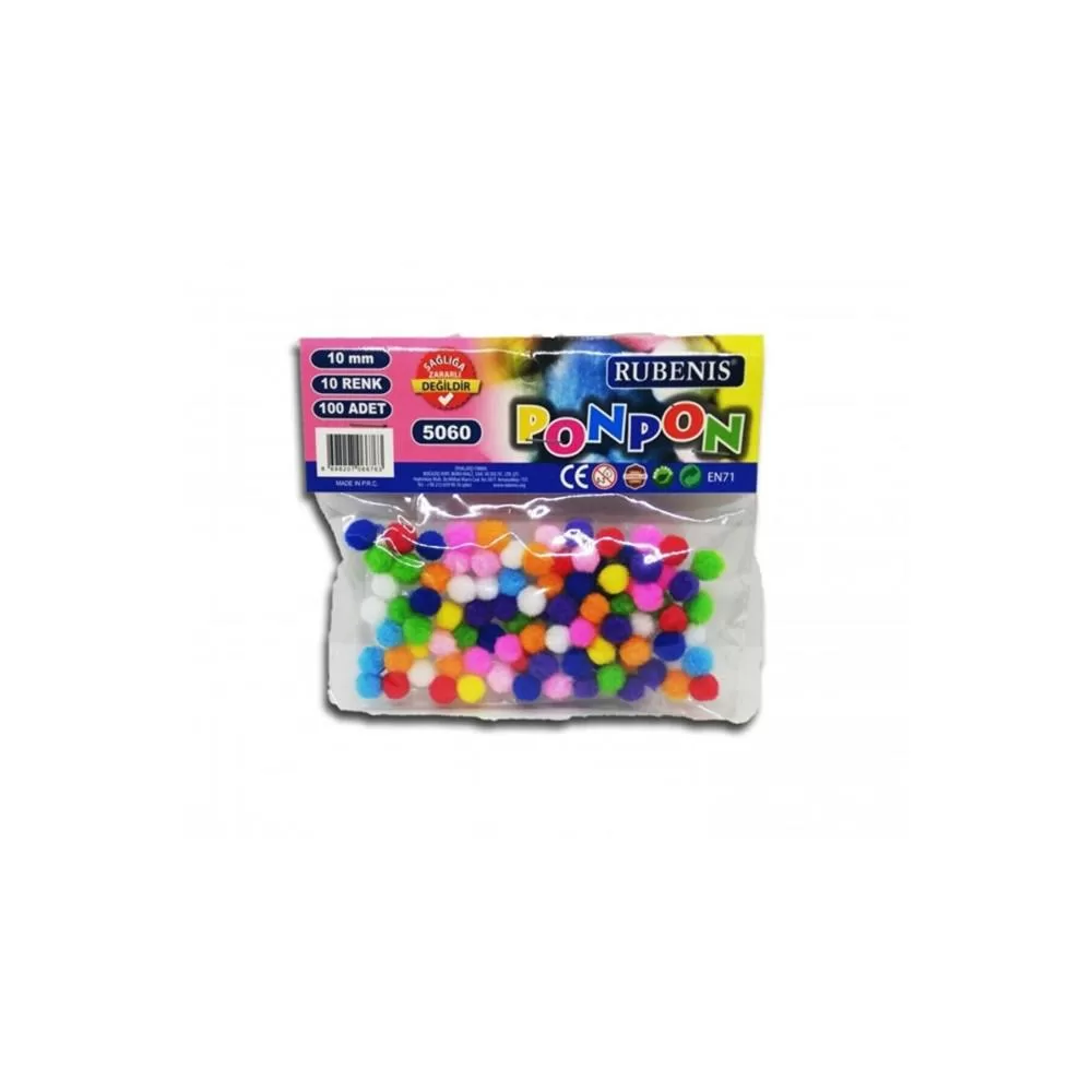 Rubenis Pon Pon 10 MM 10 Renk Karşk 100 Lü 5060