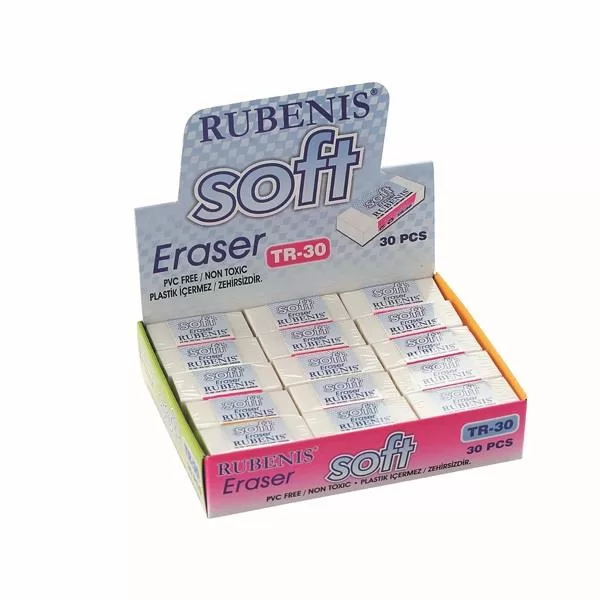 Rubenis Silgi Soft 30 Lu Beyaz Öğrenci Silgisi (30 Lu Paket)
