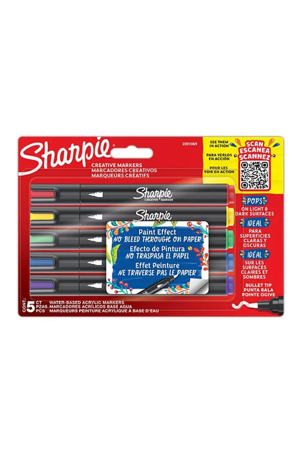 Sharpie Markör Akrilik Yuvarlak Uç 5 Li Blister Yuvarlak Uç Akrilik Markör