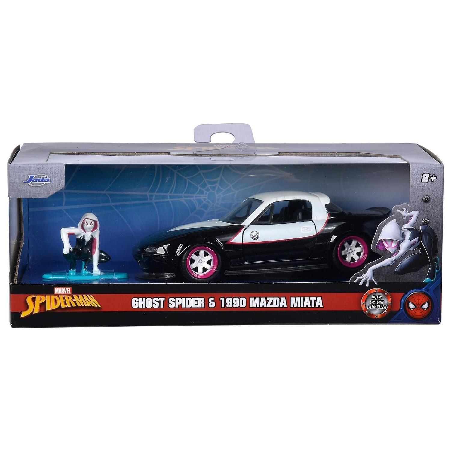 Simba Jada Toys Ghost Spider ve 1990 Mazda Miata 1:32 Koleksiyon Oyuncak Araba