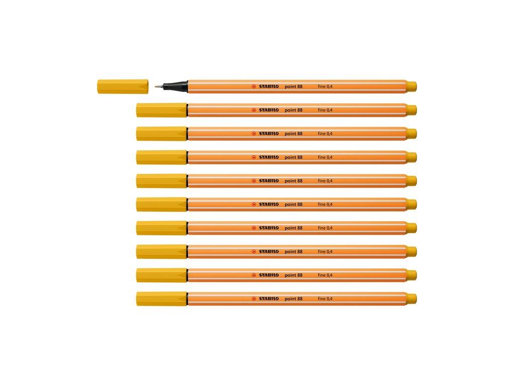 Stabilo İnce Keçe Uçlu Kalem 88 Point 0.4 MM Köri Sarısı Fineliner Kalem (10 Lu Paket)