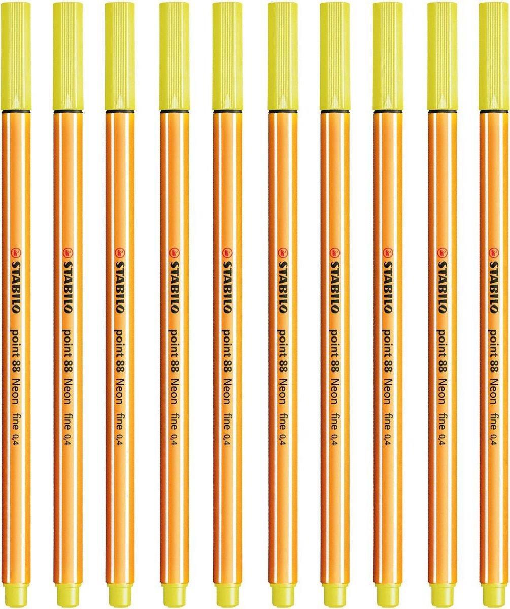 Stabilo İnce Keçe Uçlu Kalem 88 Point 0.4 MM Limon Sarısı Fineliner Kalem (10 Lu Paket)