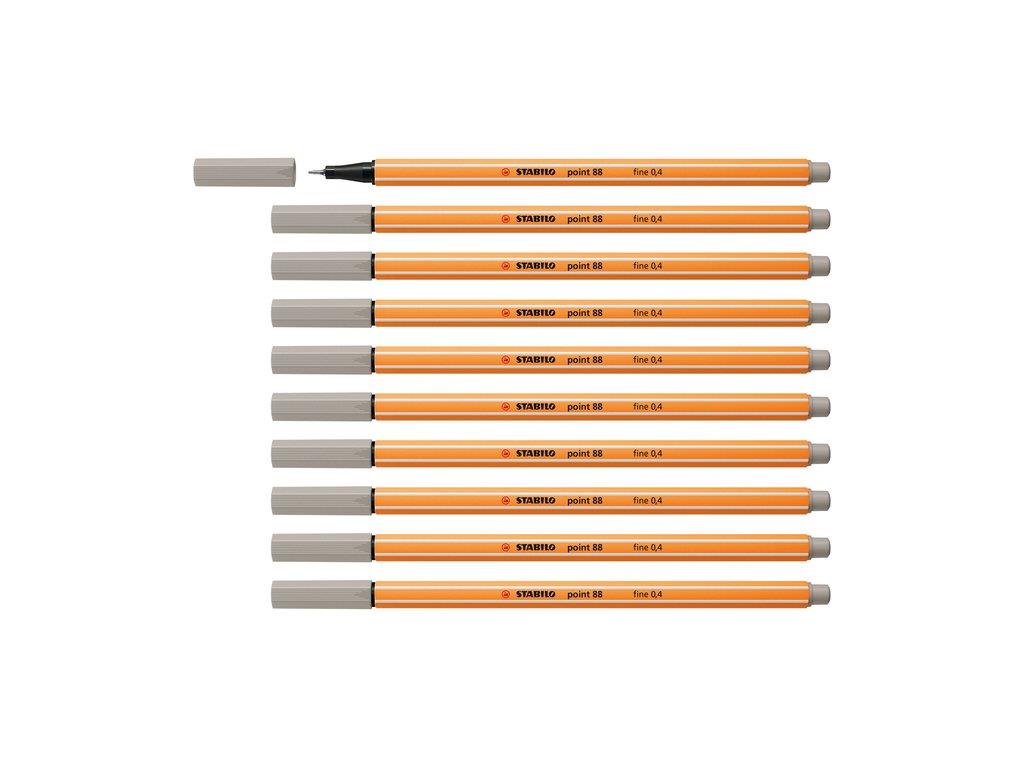Stabilo İnce Keçe Uçlu Kalem 88 Point 0.4 MM Sıcak Gri Fineliner Kalem (10 Lu Paket)