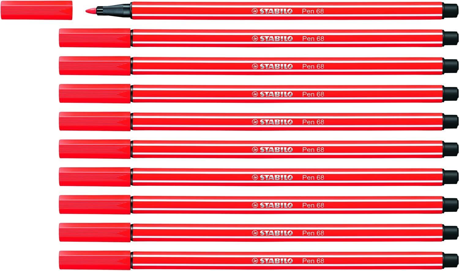 Stabilo Keçe Uçlu Boya Kalemi 1 MM Açık Kırmızı Keçeli Boya Kalemi (10 Lu Paket)