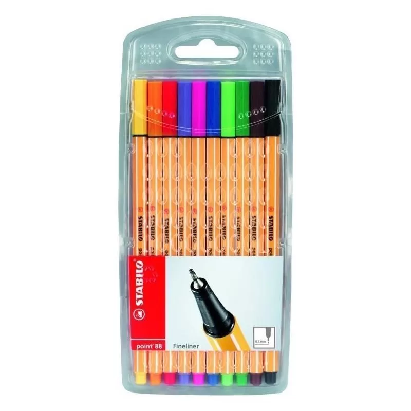 Stabilo Keçe Uçlu İnce Kalem 88 Point 0.4 MM Karışık Renk 10 LU Askılı 88