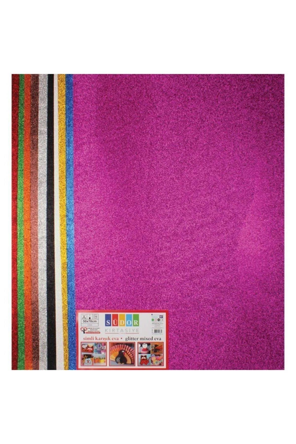 Südor Eva Keçe Simli Yapışkanlı 50 x 70 Cm 10 Renk Simli Yapışkanlı Eva