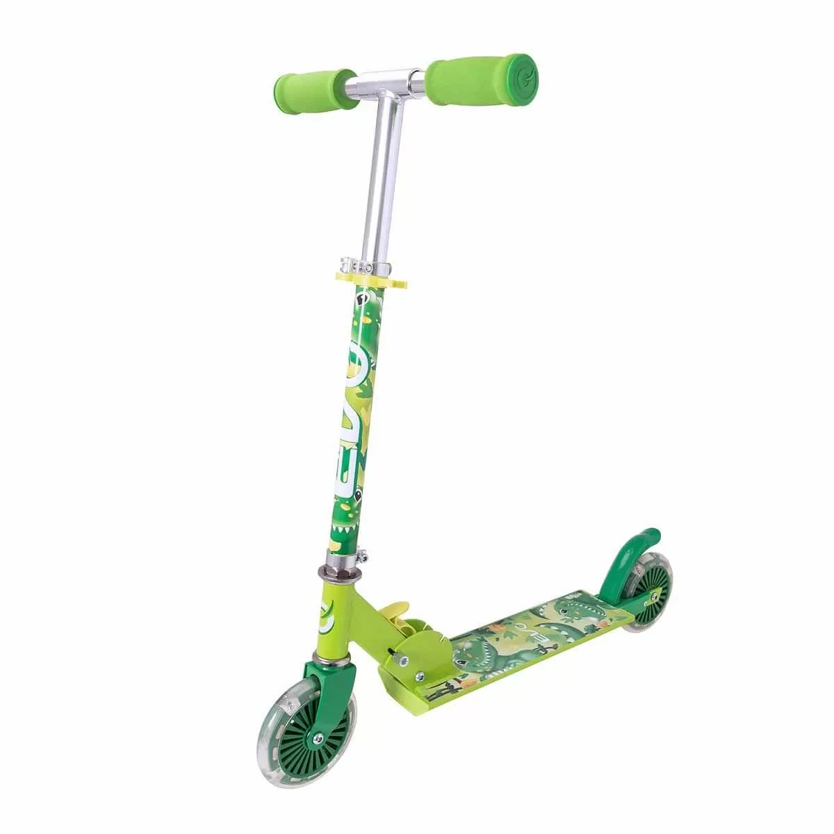 Sunman Evo 2 Tekerlekli Katlanabilir Dino Inline Işıklı Scooter Açık Yeşil 50 KG Kapasiteli