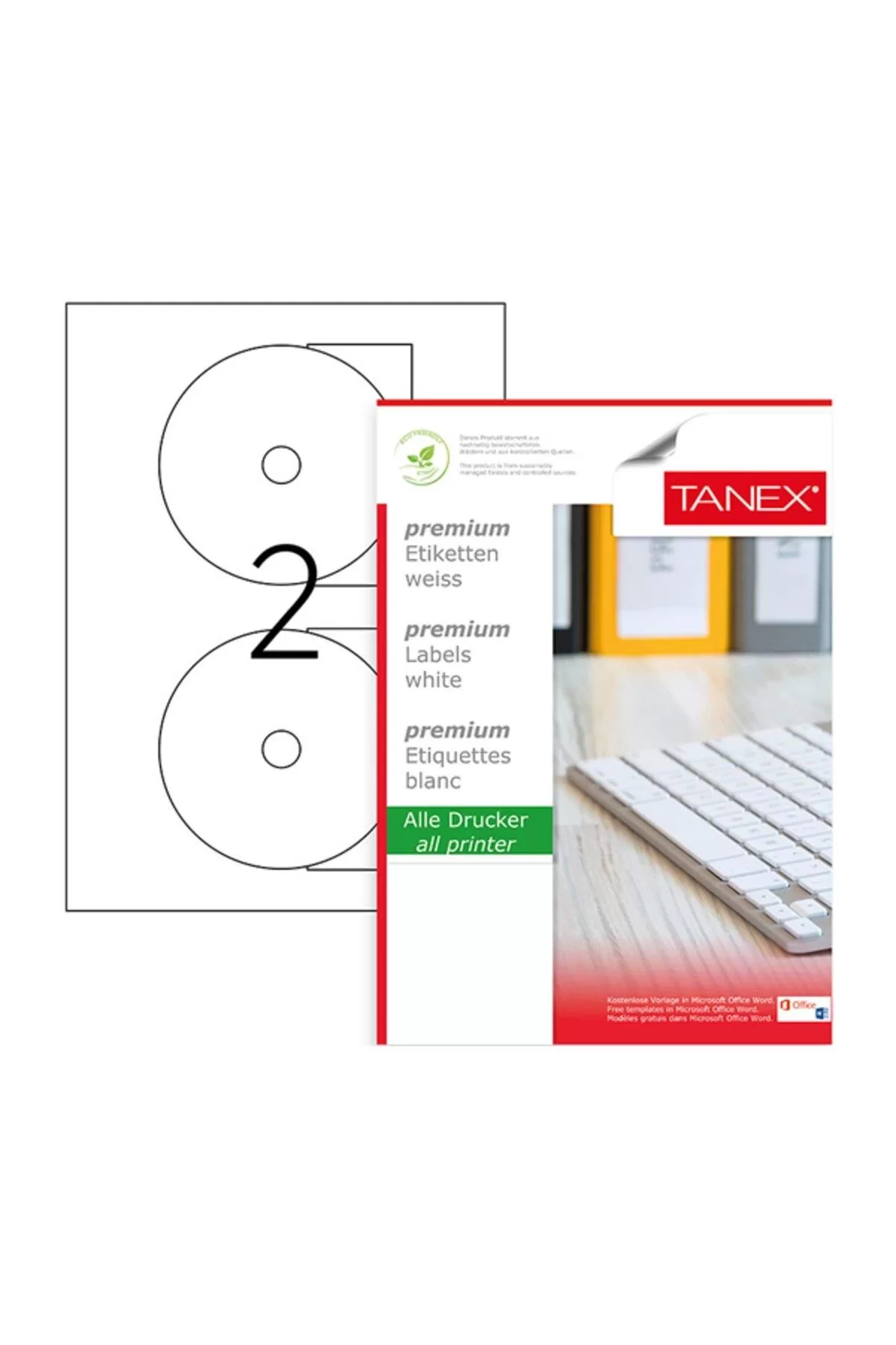 Tanex Cd Etiketi Laser-Copy-Inkjet 100 YP 117 MM TW-3117