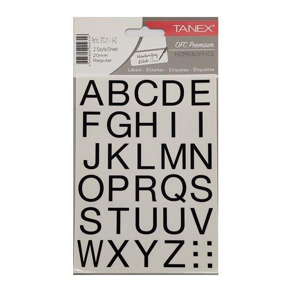 Tanex Harf Etiketi 20 MM Regular Harf Etiketi 2 Yaprak (10 Lu Paket)