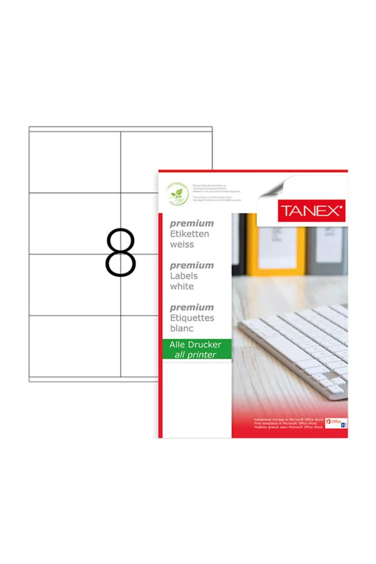 Tanex Lazer Etiket 100 YP 105x72 Laser-Copy-Inkjet TW-2408