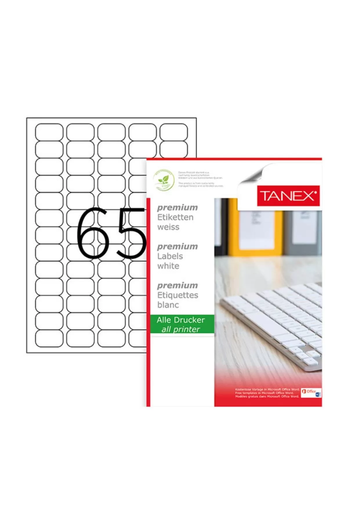 Tanex Lazer Etiket 100 YP 38.1x21.2 Laser-Copy-Inkjet TW-2065