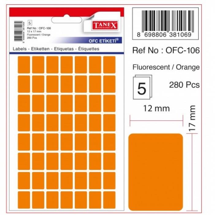 Tanex Ofis Etiketi 12x17 Mm Fosforlu Turuncu Ofis Etiketi 5 Yaprak (10 Lu Paket)