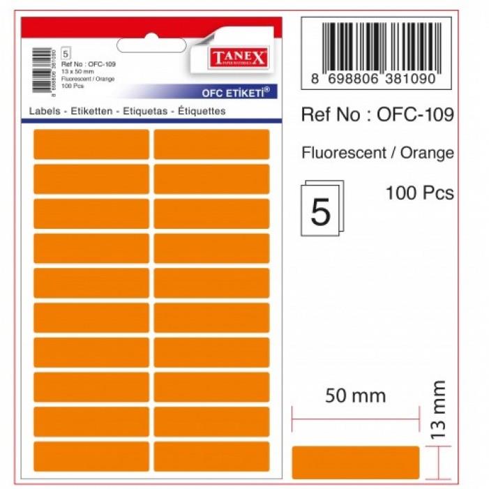 Tanex Ofis Etiketi Fosforlu Turuncu 50x13 MM Ofis Etiketi 5 Yaprak (10 Lu Paket)