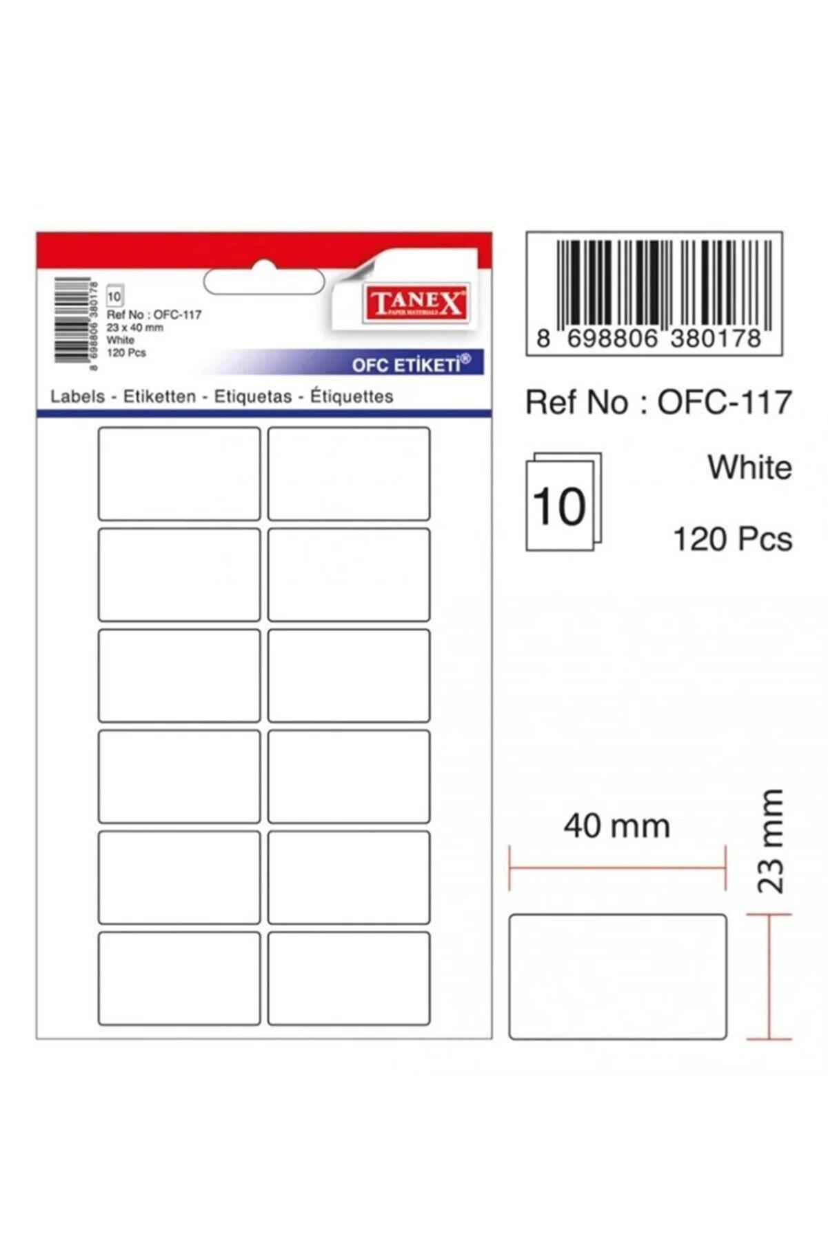Tanex Ofis Etiketi Poşetli 23x40 MM Beyaz Ofis Etiketi (10 Lu Paket)