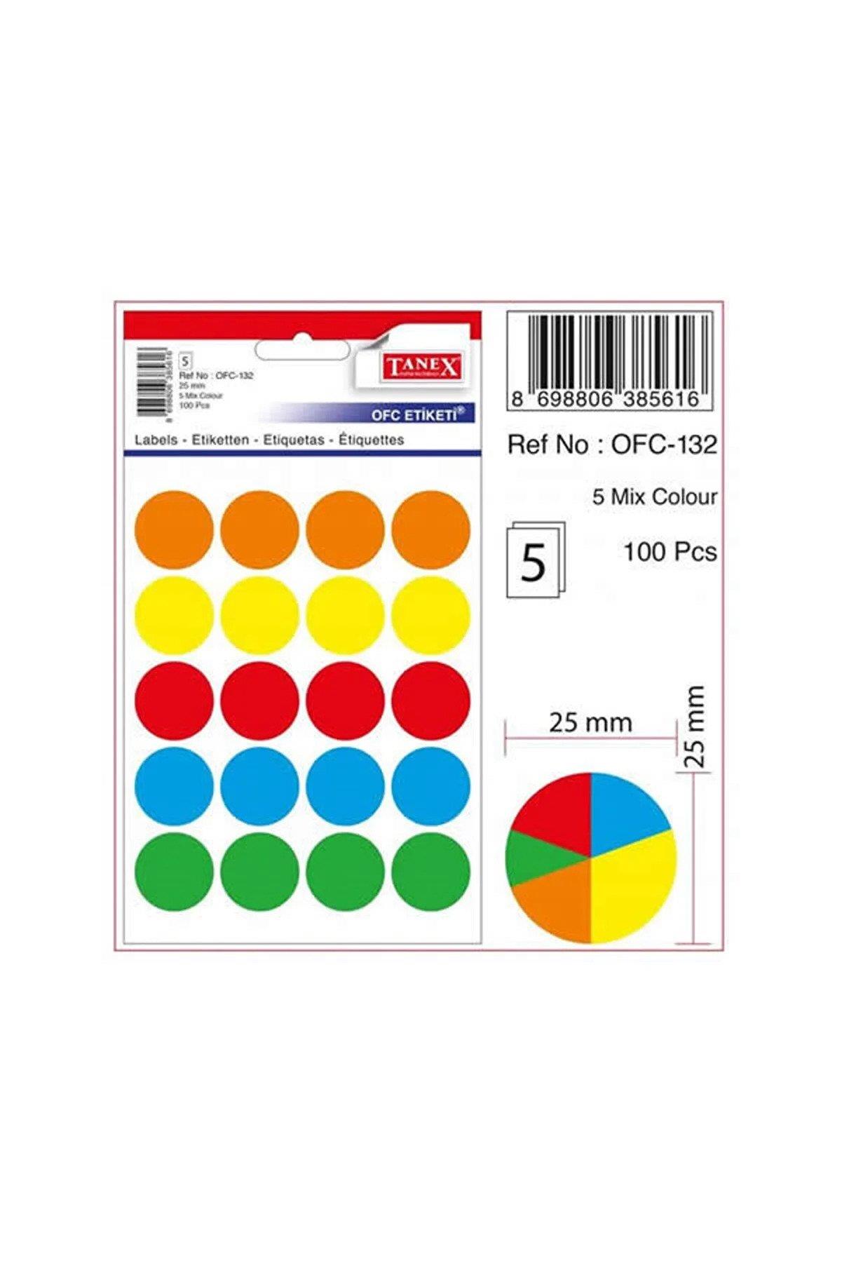 Tanex Ofis Etiketi Poşetli 25 Mm Mix Color 5 Yaprak (10 Lu Paket)