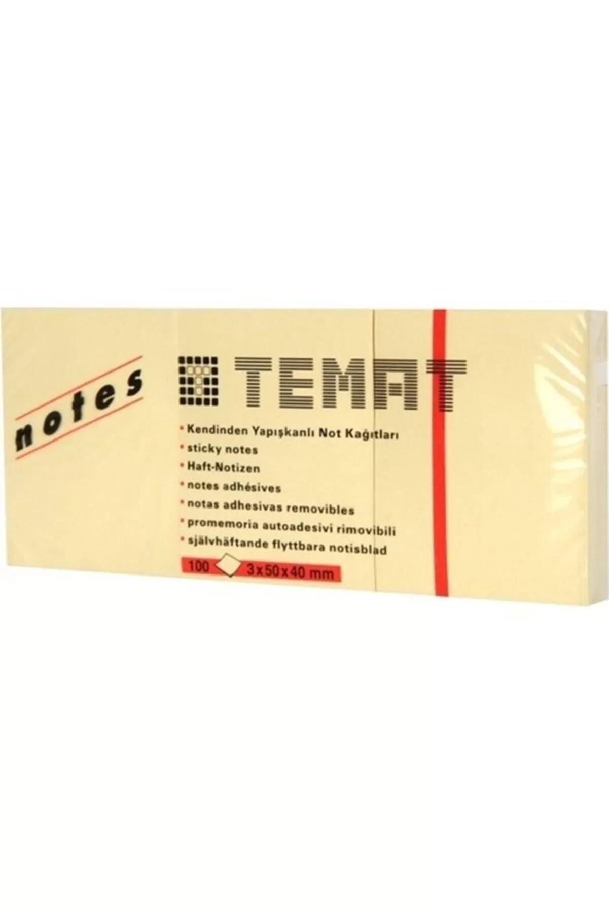 Temat Yapışkanlı Not Kağıdı 100 Yaprak Pastel Sarı 50x40 MM