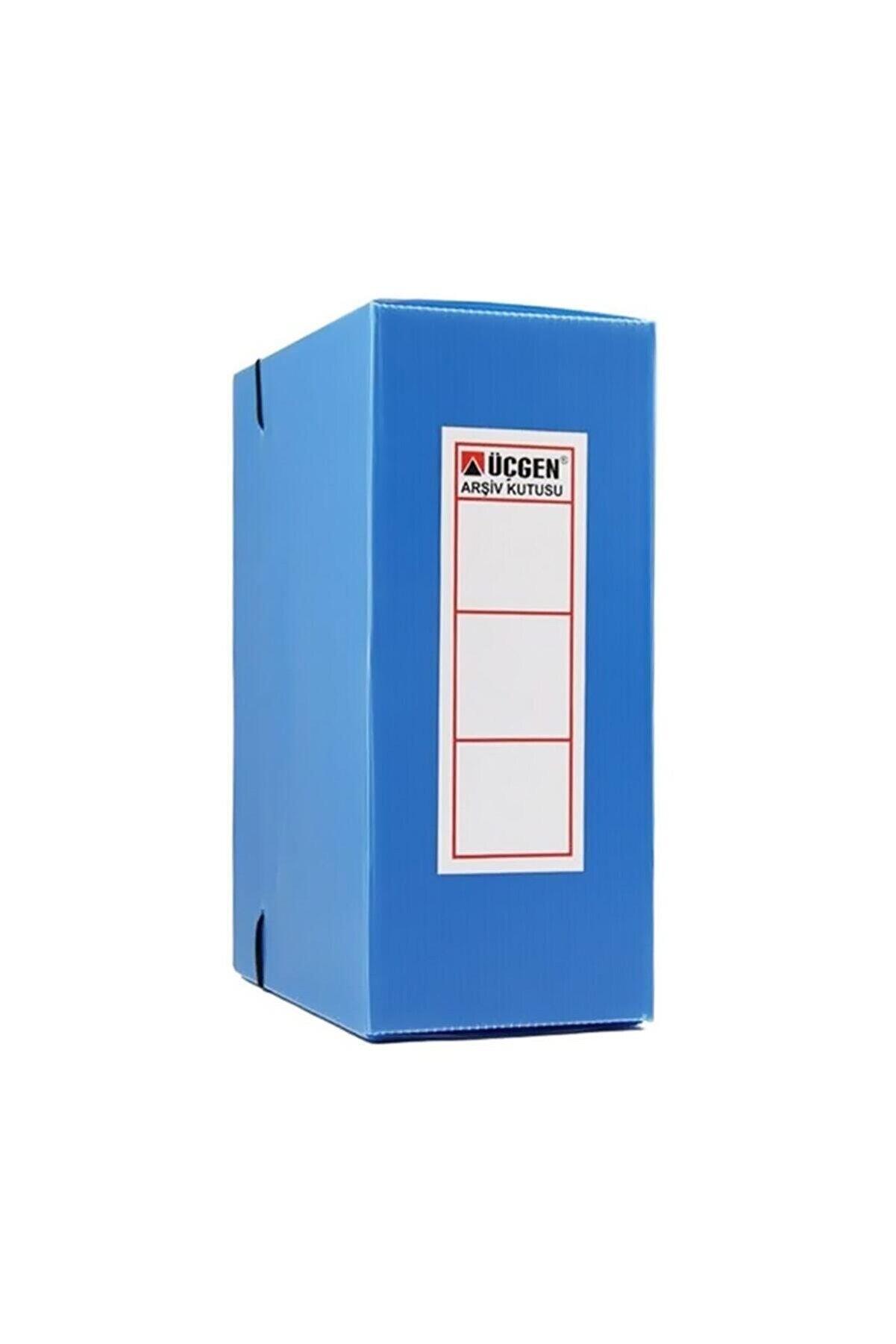 Üçgen Proje Kutusu Plastik Lastikli Battal 29x36x10 Cm Mavi (50 Li Paket)
