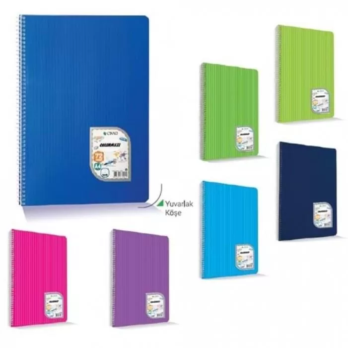 Çınar Colormaxi Spiralli Plastik Kapak A5 96 Yaprak Çizgili Defter