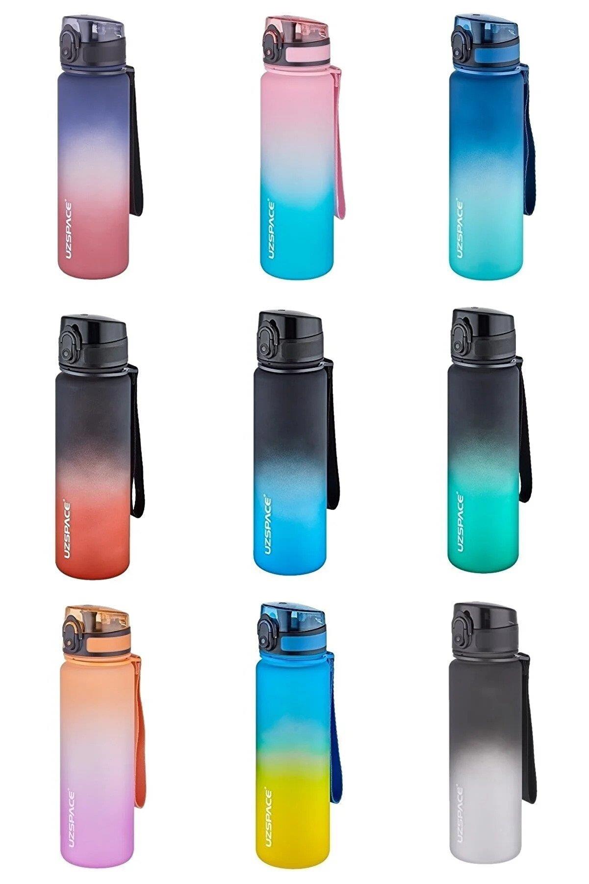 Uzspace Tritan Matara 500 ML Motivasyon Çift Renk Suluk (Karışık Renk 1 Adet)