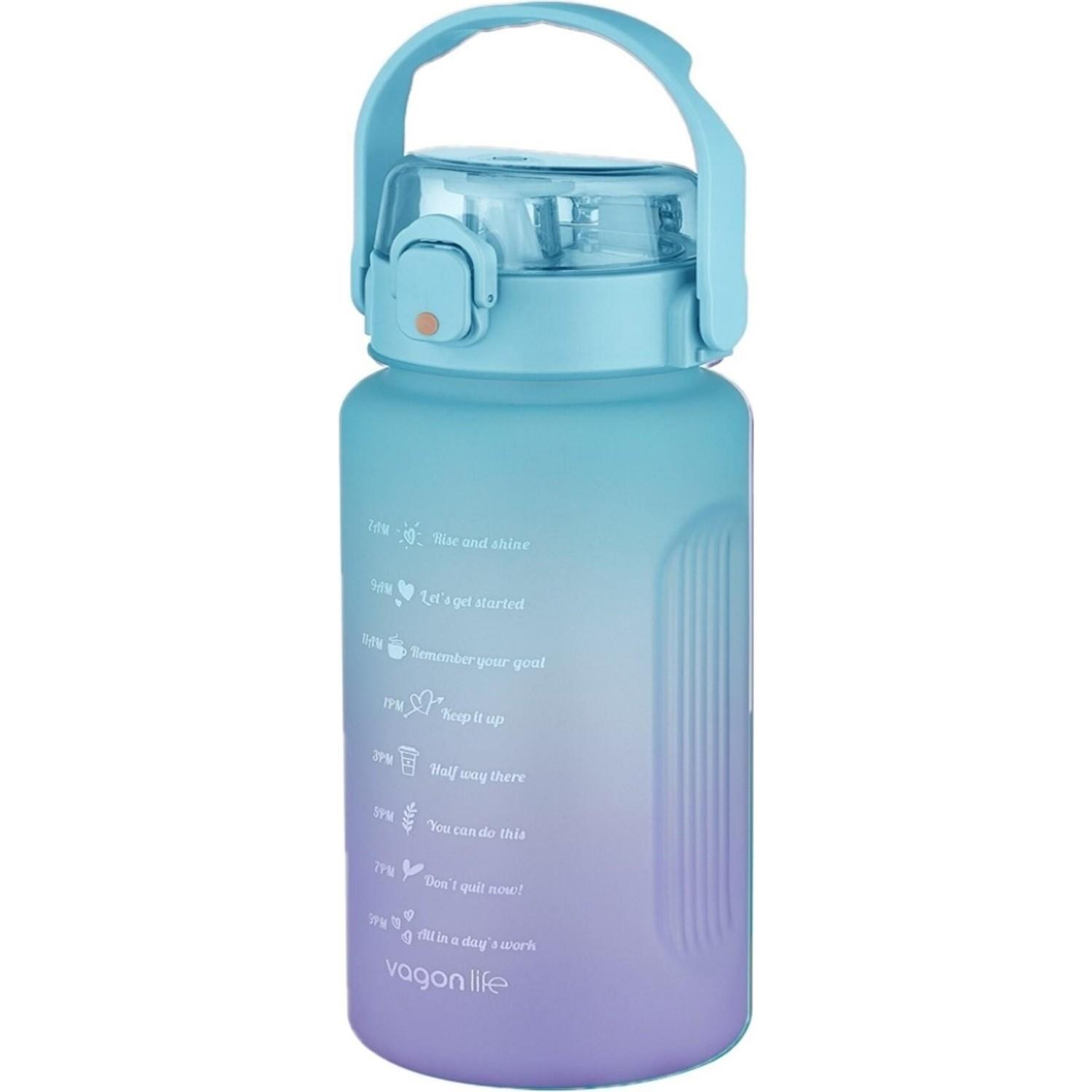 Vagon Life 1500 ML Pipetli/Pipetsiz Motivasyon Matara 1.5 Litre Suluk Mavi / Mor