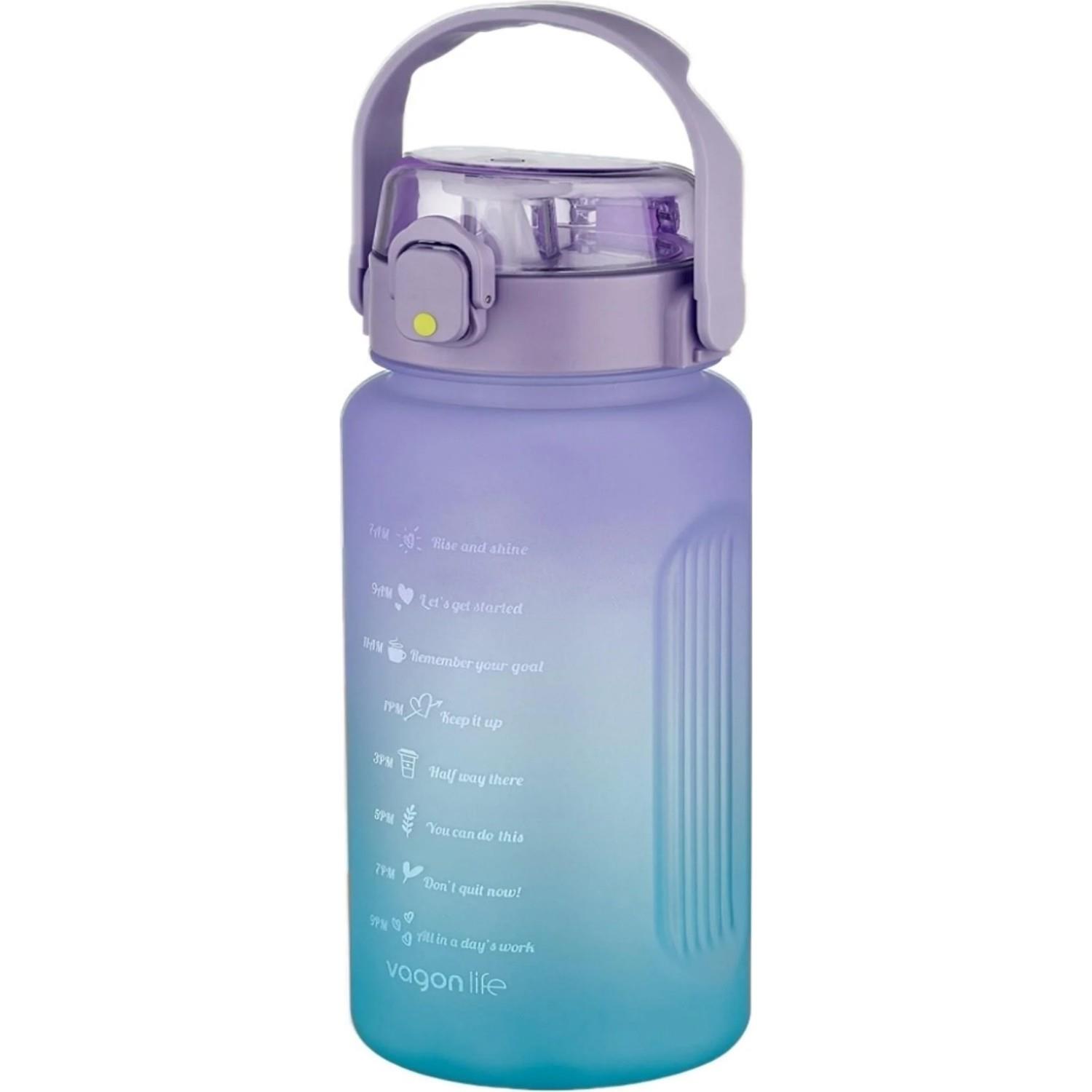 Vagon Life 1500 ML Pipetli/Pipetsiz Motivasyon Matara 1.5 Litre Suluk Mor / Mavi